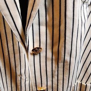 Ralph Lauren Vertical Striped Anfisa Suit Separate Cotton Blazer Jacket - 20w